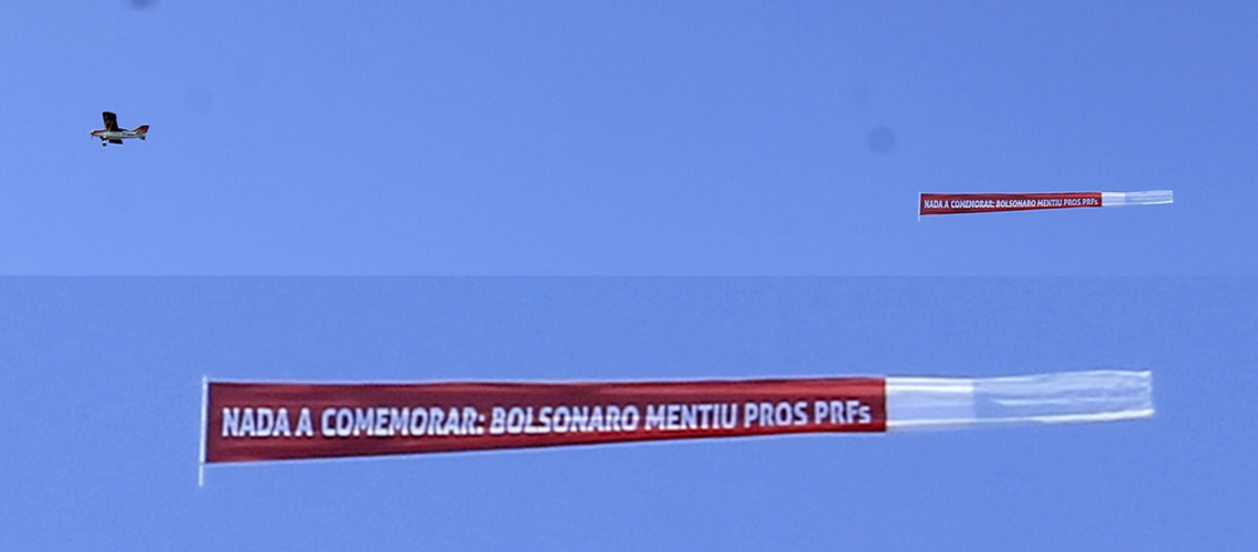 NADA A COMEMORAR – Na comemoração dos 94 da PRF policiais fazem protesto contra Bolsonaro